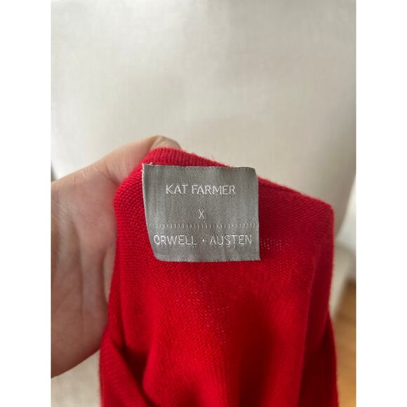 Orwell+Austen Kat Farmer Red & Pink True Colours Wool Cashmere Sweater - Picture 4 of 6